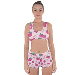 Seamless-strawberry-fruit-pattern-background Racerback Boyleg Bikini Set by Vaneshart