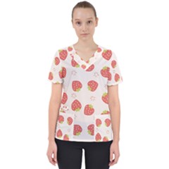 Strawberries-pattern-design Women s V-neck Scrub Top by Vaneshart