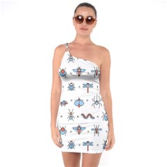Insects-icons-square-seamless-pattern One Soulder Bodycon Dress