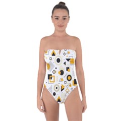 Flat-geometric-shapes-background Tie Back One Piece Swimsuit by Vaneshart