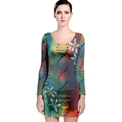 Flower Dna Long Sleeve Bodycon Dress by RobLilly