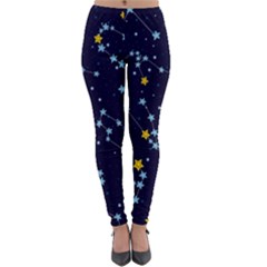 Seamless Pattern With Cartoon Zodiac Constellations Starry Sky Lightweight Velour Leggings by BangZart
