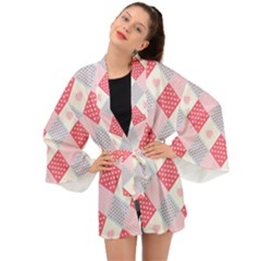 Cute Kawaii Patches Seamless Pattern Long Sleeve Kimono by BangZart