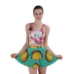 Taco Drawing Background Mexican Fast Food Pattern Mini Skirt
