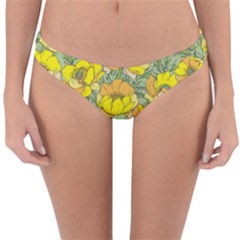 Seamless Pattern With Graphic Spring Flowers Reversible Hipster Bikini Bottoms by BangZart