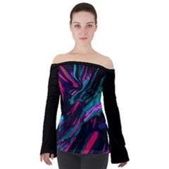 Abstract Colours Off Shoulder Long Sleeve Top by Roshas