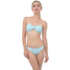 White Light Blue Hearts Pattern, Pastel Sky Blue Color Classic Bandeau Bikini Set by Casemiro