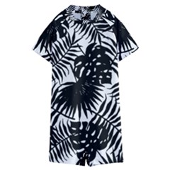 Black And White Tropical Leafs Pattern, Vector Image Kids  Boyleg Half Suit Swimwear by Casemiro