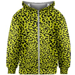 Leopard Spots Pattern, Yellow And Black Animal Fur Print, Wild Cat Theme Kids  Zipper Hoodie Without Drawstring by Casemiro