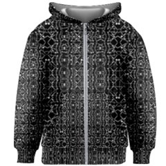 Black And White Ethnic Ornate Pattern Kids  Zipper Hoodie Without Drawstring by dflcprintsclothing