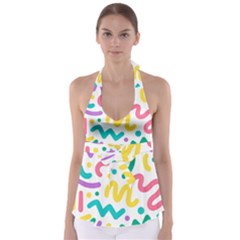 Abstract Pop Art Seamless Pattern Cute Background Memphis Style Babydoll Tankini Top