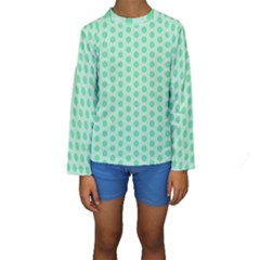 Polka Dots Mint Green, Pastel Colors, Retro, Vintage Pattern Kids  Long Sleeve Swimwear by Casemiro