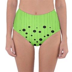 Bubbles At Strings Lemon Green And Black, Geometrical Pattern Reversible High-waist Bikini Bottoms by Casemiro