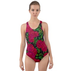 Seamless Pattern With Colorful Bush Roses Cut-out Back One Piece Swimsuit by BangZart