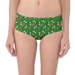 Clown Ghost Pattern Green Mid-waist Bikini Bottoms by snowwhitegirl