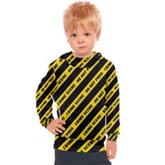 Warning Colors Yellow And Black - Police No Entrance 2 Kids  Hooded Pullover by DinzDas