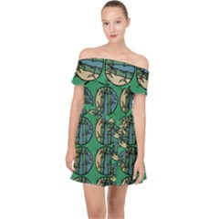 Bamboo Trees - The Asian Forest - Woods Of Asia Off Shoulder Chiffon Dress by DinzDas