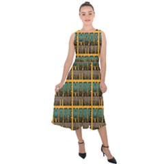 More Nature - Nature Is Important For Humans - Save Nature Midi Tie-back Chiffon Dress by DinzDas