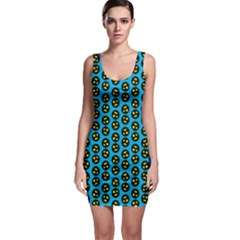 0059 Comic Head Bothered Smiley Pattern Bodycon Dress by DinzDas