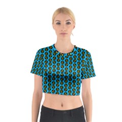 0059 Comic Head Bothered Smiley Pattern Cotton Crop Top by DinzDas