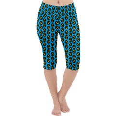0059 Comic Head Bothered Smiley Pattern Lightweight Velour Cropped Yoga Leggings by DinzDas
