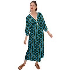 0059 Comic Head Bothered Smiley Pattern Grecian Style  Maxi Dress by DinzDas