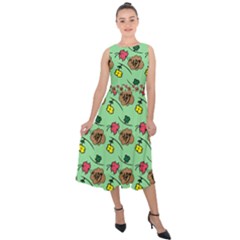 Lady Bug Fart - Nature And Insects Midi Tie-back Chiffon Dress by DinzDas