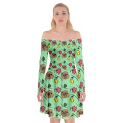Lady Bug Fart - Nature And Insects Off Shoulder Skater Dress by DinzDas