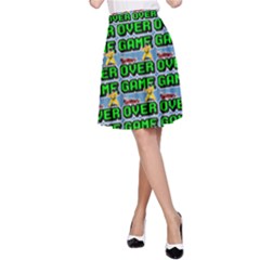 Game Over Karate And Gaming - Pixel Martial Arts A-line Skirt by DinzDas