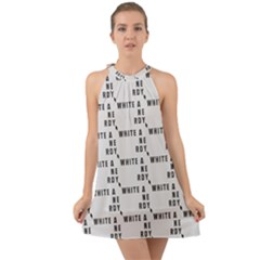 White And Nerdy - Computer Nerds And Geeks Halter Tie Back Chiffon Dress by DinzDas