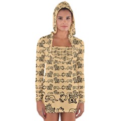 Inka Cultur Animal - Animals And Occult Religion Long Sleeve Hooded T-shirt by DinzDas