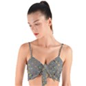 Abstract Flowers And Circle Woven Tie Front Bralet View1