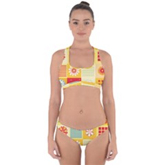 Abstract Flowers And Circle Cross Back Hipster Bikini Set by DinzDas