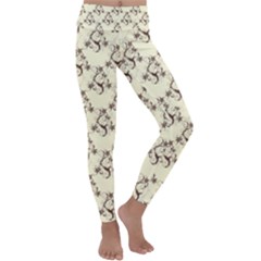 Abstract Flowers And Circle Kids  Lightweight Velour Classic Yoga Leggings by DinzDas