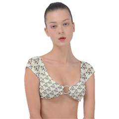 Abstract Flowers And Circle Cap Sleeve Ring Bikini Top by DinzDas