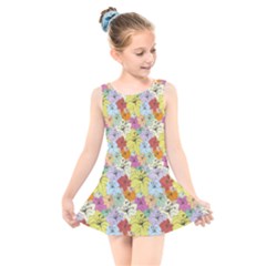 Abstract Flowers And Circle Kids  Skater Dress Swimsuit by DinzDas