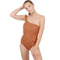 Animal Skin - Lion And Orange Skinnes Animals - Savannah And Africa Frilly One Shoulder Swimsuit View1