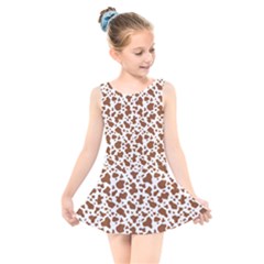 Animal Skin - Brown Cows Are Funny And Brown And White Kids  Skater Dress Swimsuit by DinzDas