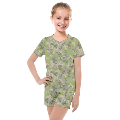 Camouflage Urban Style And Jungle Elite Fashion Kids  Mesh Tee And Shorts Set by DinzDas