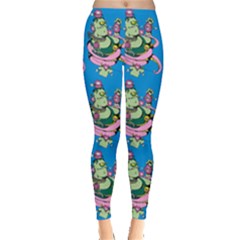 Monster And Cute Monsters Fight With Snake And Cyclops Leggings  by DinzDas
