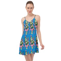 Monster And Cute Monsters Fight With Snake And Cyclops Summer Time Chiffon Dress by DinzDas