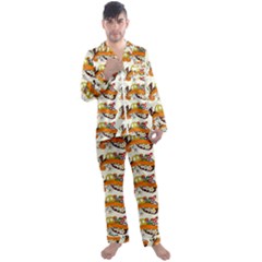 Love And Flowers And Peace Fo All Hippies Men s Long Sleeve Satin Pyjamas Set by DinzDas