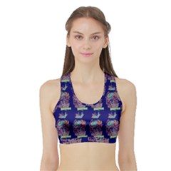 Jaw Dropping Horror Hippie Skull Sports Bra With Border by DinzDas