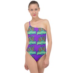 Jaw Dropping Comic Big Bang Poof Classic One Shoulder Swimsuit by DinzDas