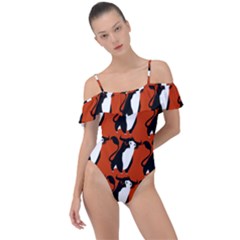  Bull In Comic Style Pattern - Mad Farming Animals Frill Detail One Piece Swimsuit by DinzDas