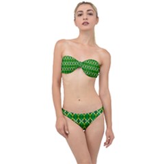St Patricks Pattern Classic Bandeau Bikini Set by designsbymallika