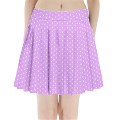 White Polka Dot Pastel Purple Background, Pink Color Vintage Dotted Pattern Pleated Mini Skirt by Casemiro