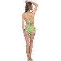 Pastel green lemon, white polka dots pattern, classic, retro style Cross Front Halter Bikini Set View2