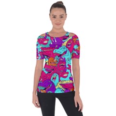 Dinos Shoulder Cut Out Short Sleeve Top by Sobalvarro