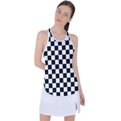 Black And White Chessboard Pattern, Classic, Tiled, Chess Like Theme Racer Back Mesh Tank Top by Casemiro